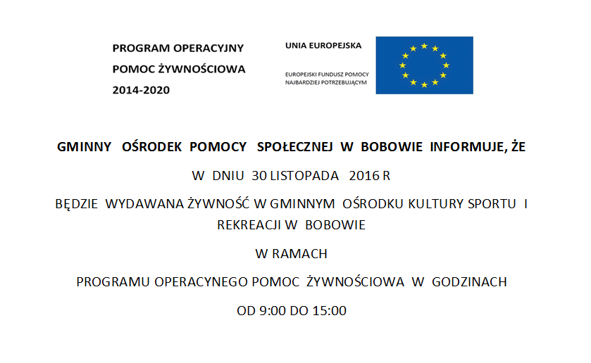 ogloszenie - wydawanie żywności